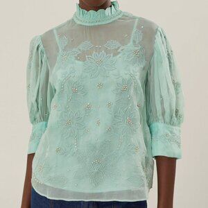 Blue Short Sleeve Blouse